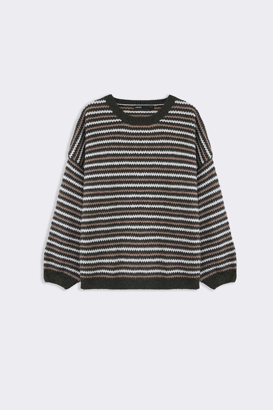 GREEN PINSTRIPE WEAVE SWEATER