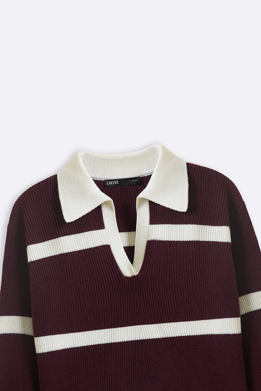 BURGUNDY POLO KNIT PULLOVER