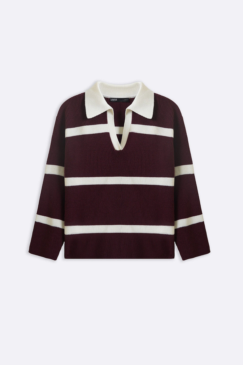 BURGUNDY POLO KNIT PULLOVER