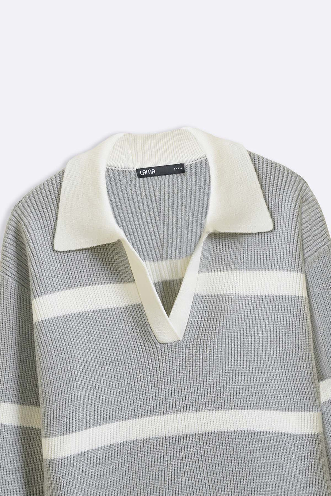 GREY POLO KNIT PULLOVER