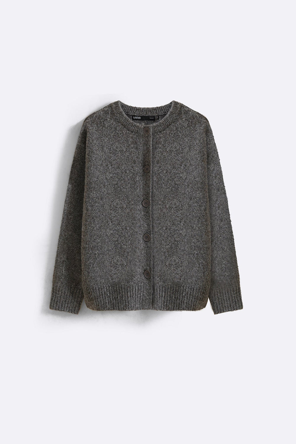 DARK GREY TEDDY KNIT CARDIGAN