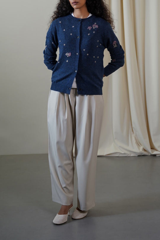 BLUE FEMME EMBROIDERED CARDIGAN