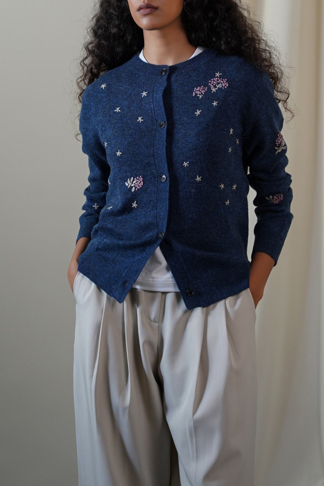 BLUE FEMME EMBROIDERED CARDIGAN