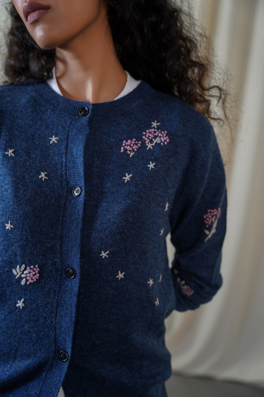 BLUE FEMME EMBROIDERED CARDIGAN
