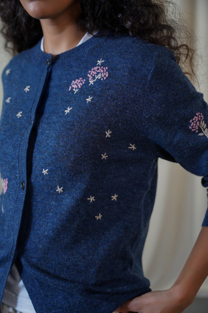 BLUE FEMME EMBROIDERED CARDIGAN