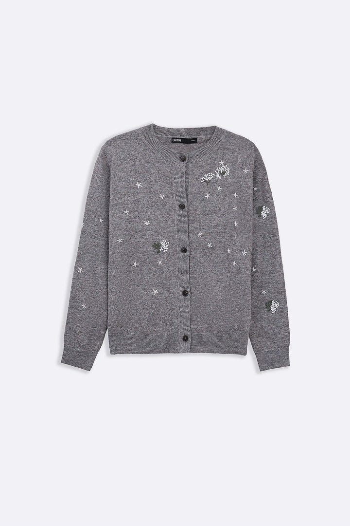 GREY FEMME EMBROIDERED CARDIGAN