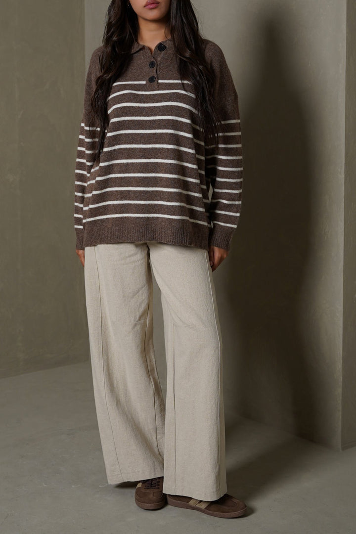 BROWN MARINE WOOL SWEATER