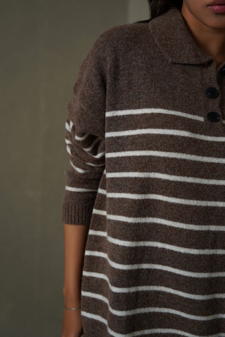 BROWN MARINE WOOL SWEATER