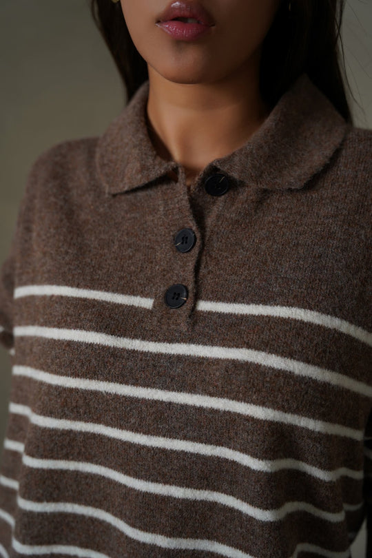 BROWN MARINE WOOL SWEATER