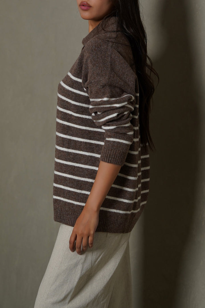 BROWN MARINE WOOL SWEATER