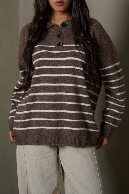 BROWN MARINE WOOL SWEATER