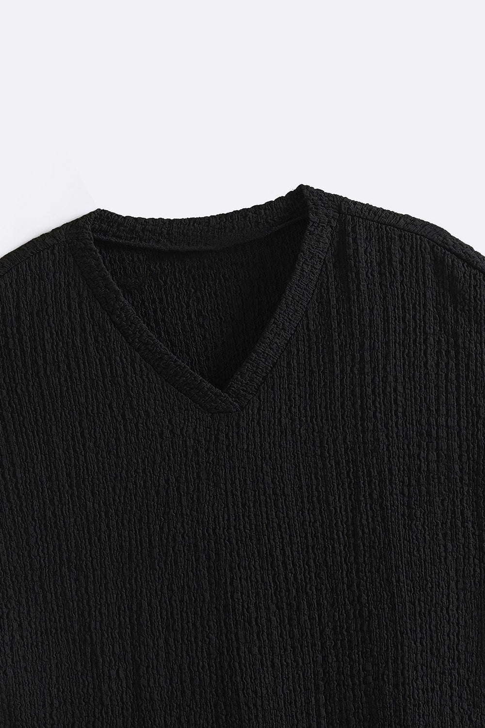 BLACK CRINKLE CASCADE TEE