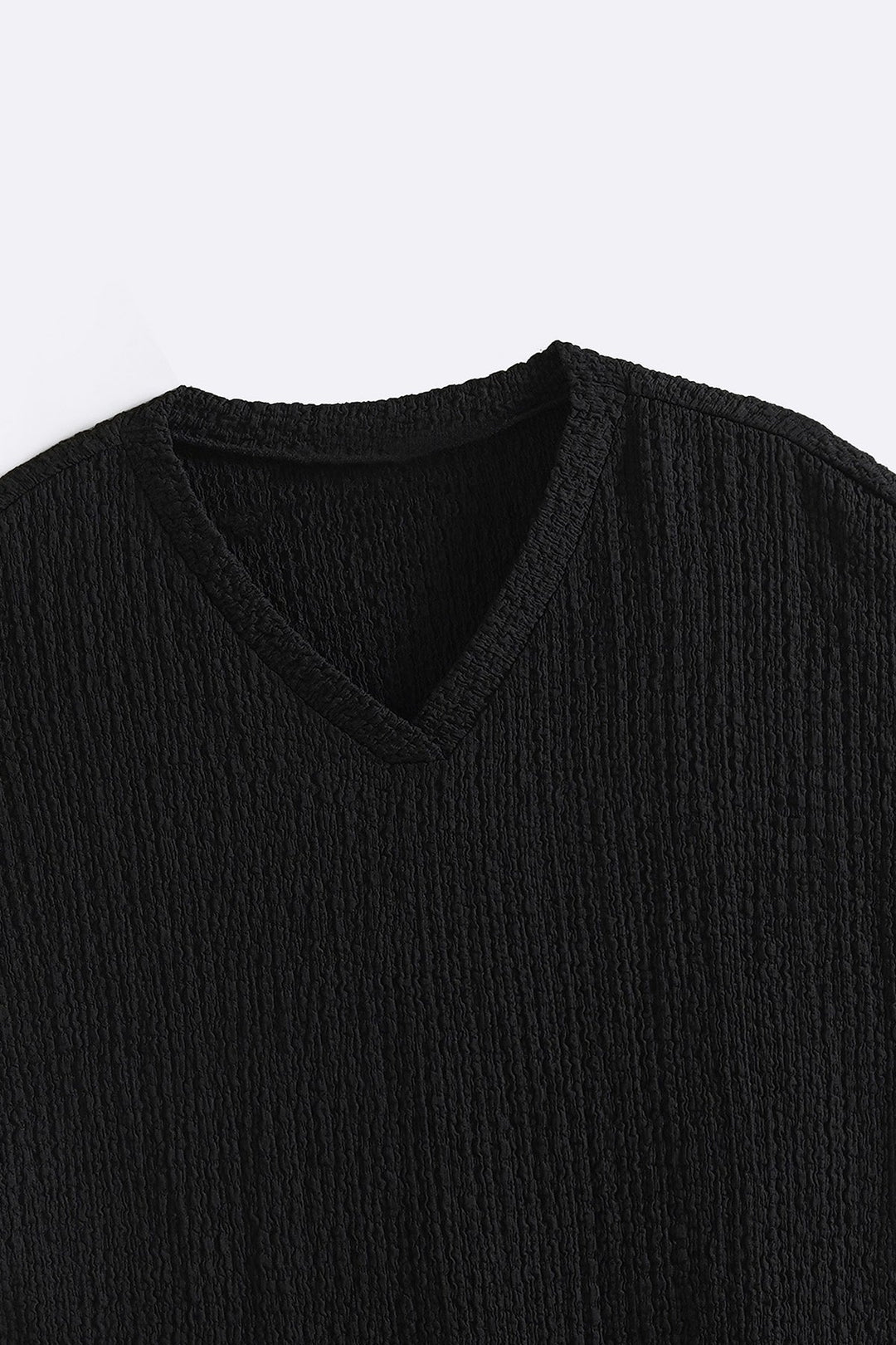 BLACK CRINKLE CASCADE TEE