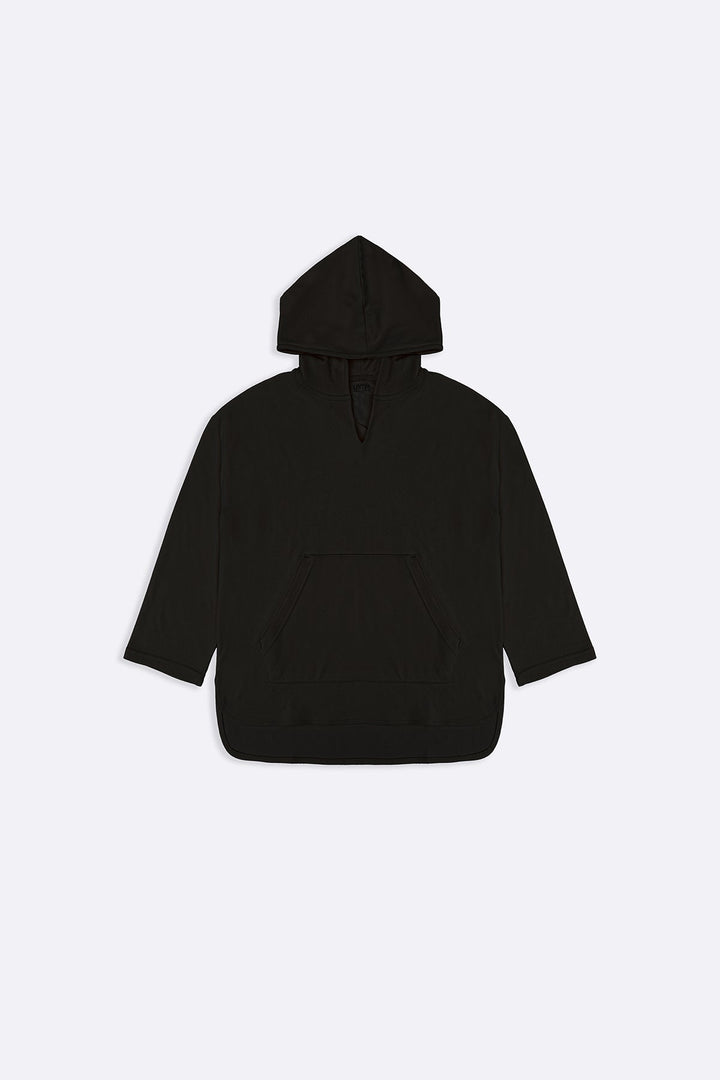 BLACK LOUNGE V-NECK HOODIE