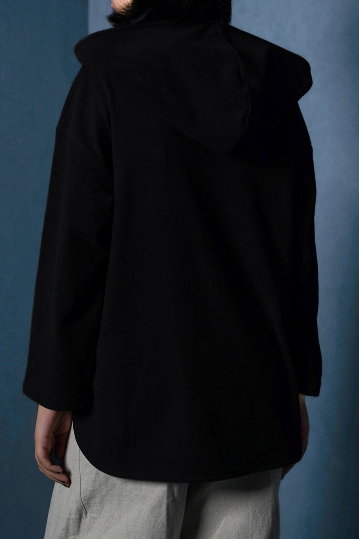 BLACK LOUNGE V-NECK HOODIE