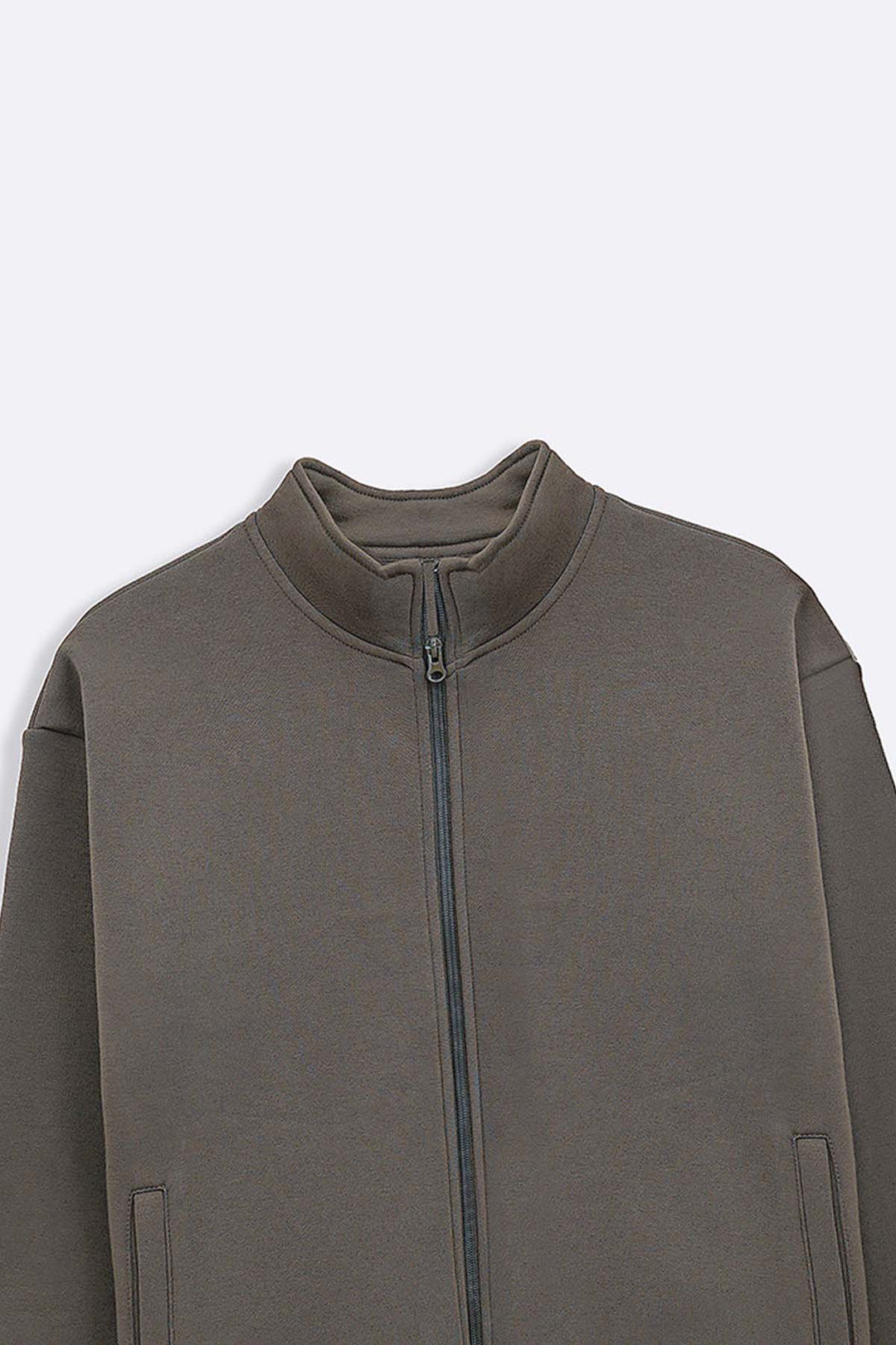 KHAKI FLEECE COCOON JACKET