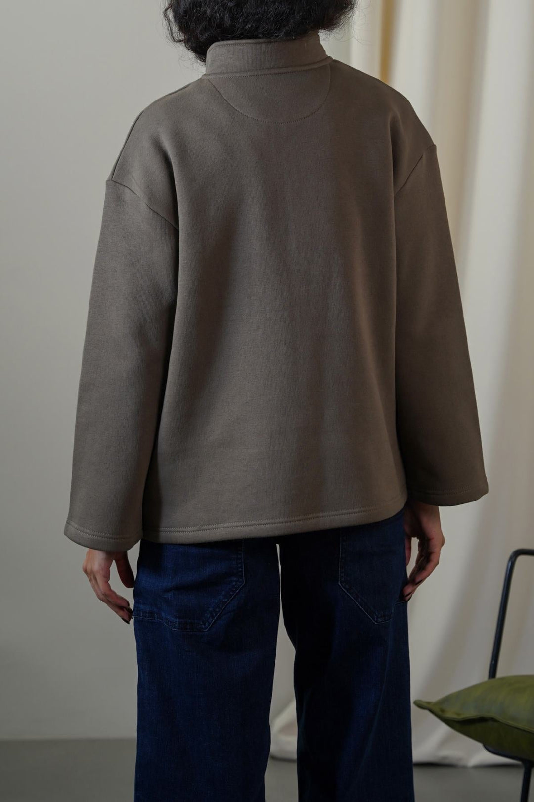 KHAKI FLEECE COCOON JACKET