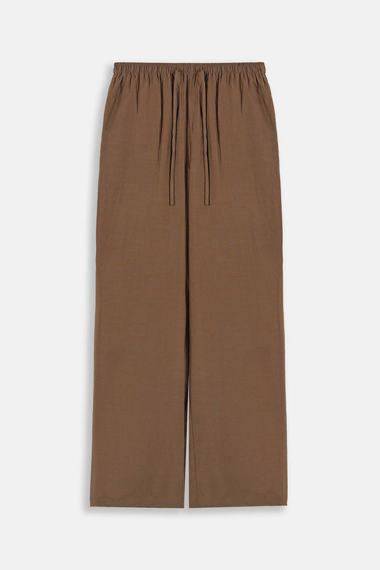 BROWN-FLOWY LONG PANTS
