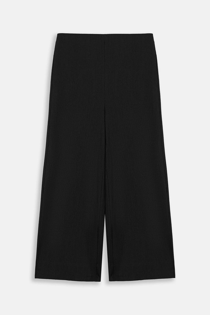 BLACK WIDE CROPPED PANTS