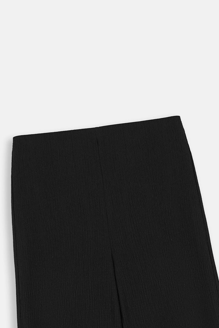 BLACK WIDE CROPPED PANTS