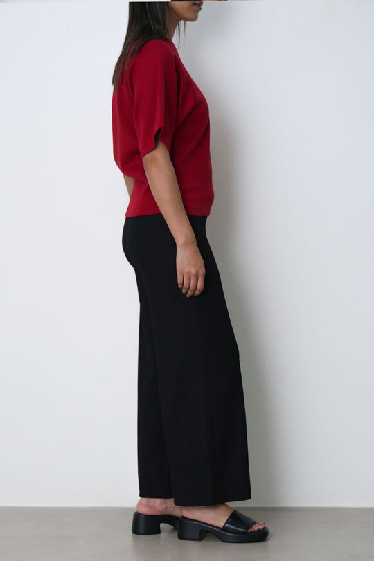 BLACK WIDE CROPPED PANTS