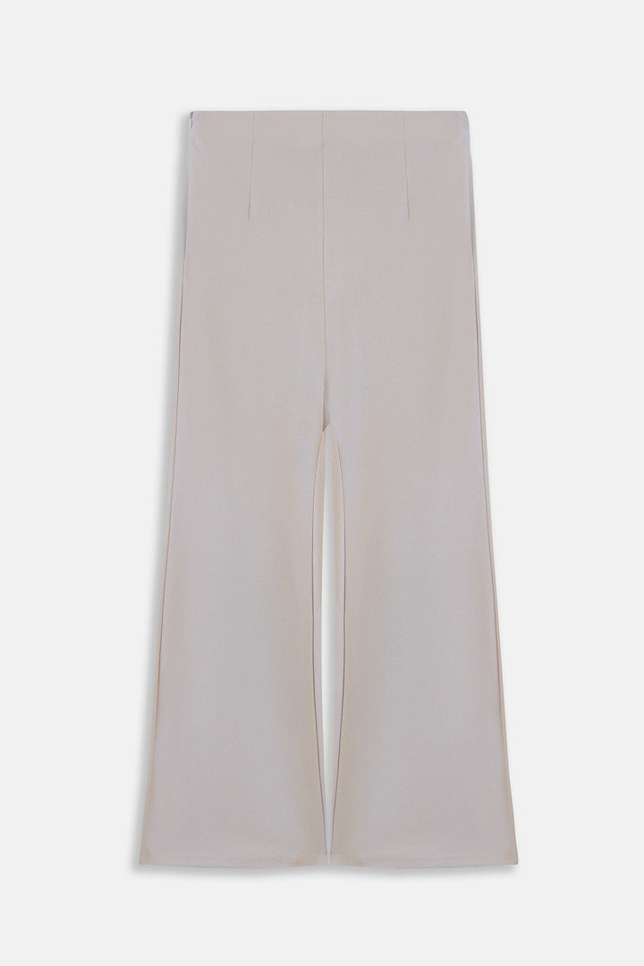 CREAM WIDE FLARE PANTS