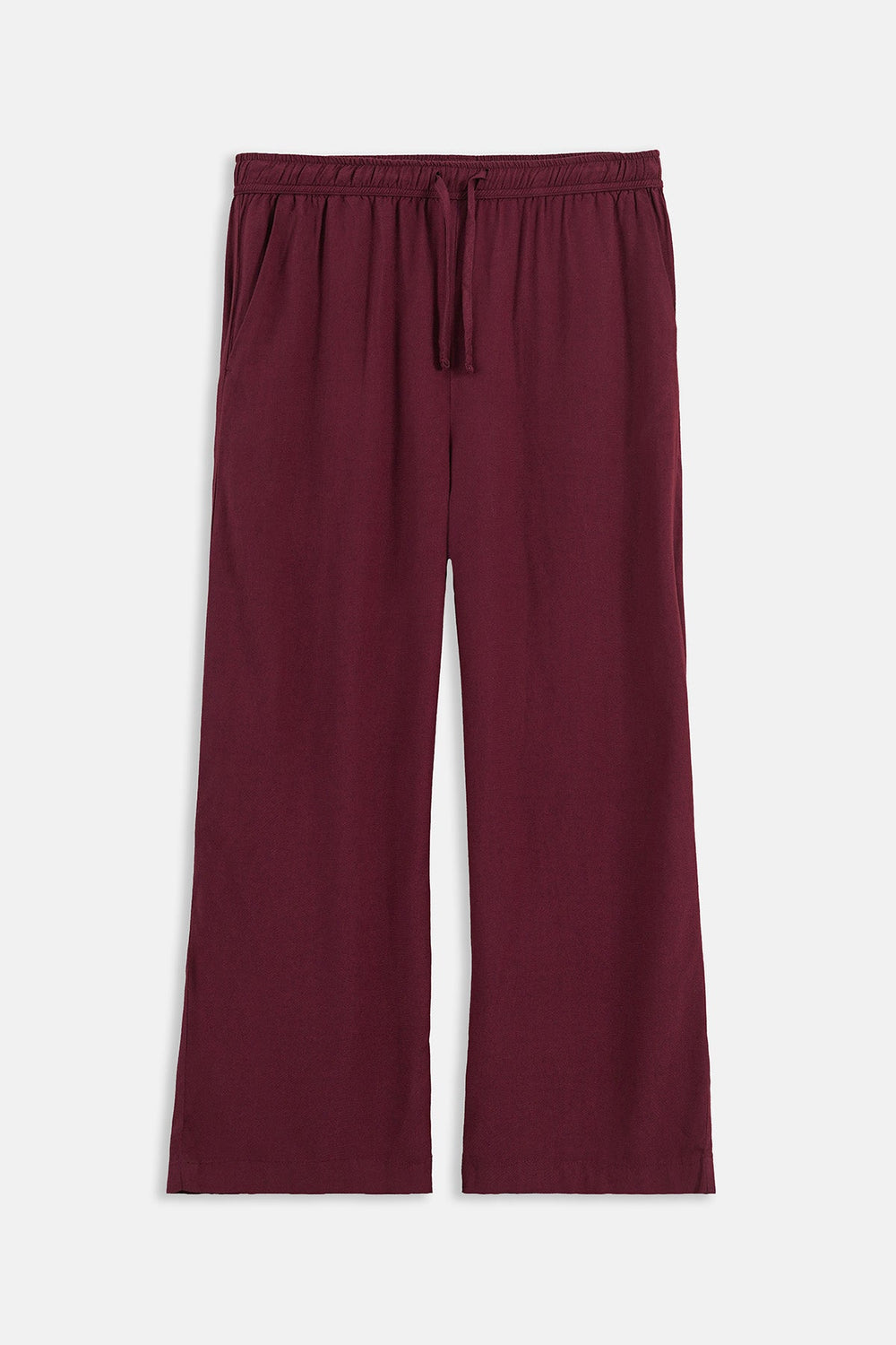 BURGUNDY-STRAIGHT WIDE PANTS