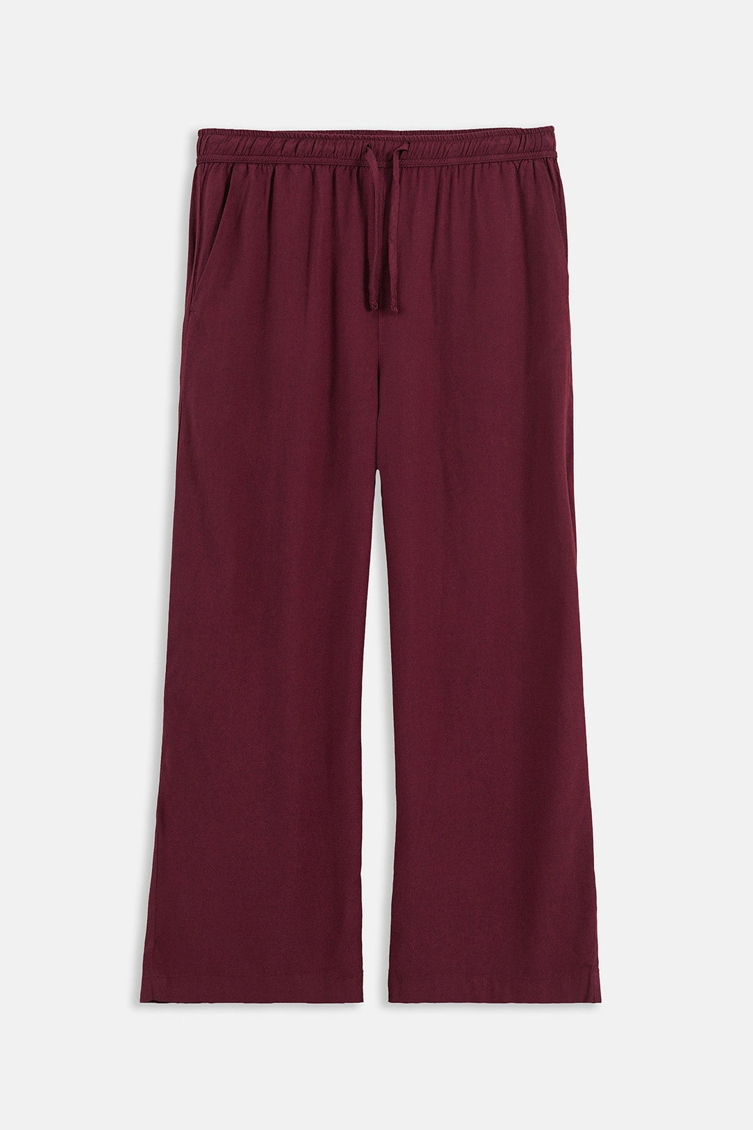 BURGUNDY-STRAIGHT WIDE PANTS