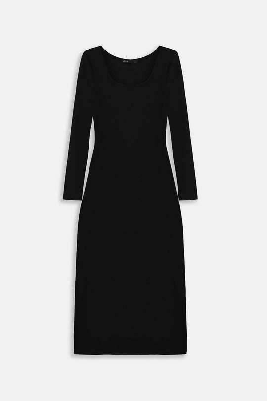 BLACK-SCOOP NECK DRESS