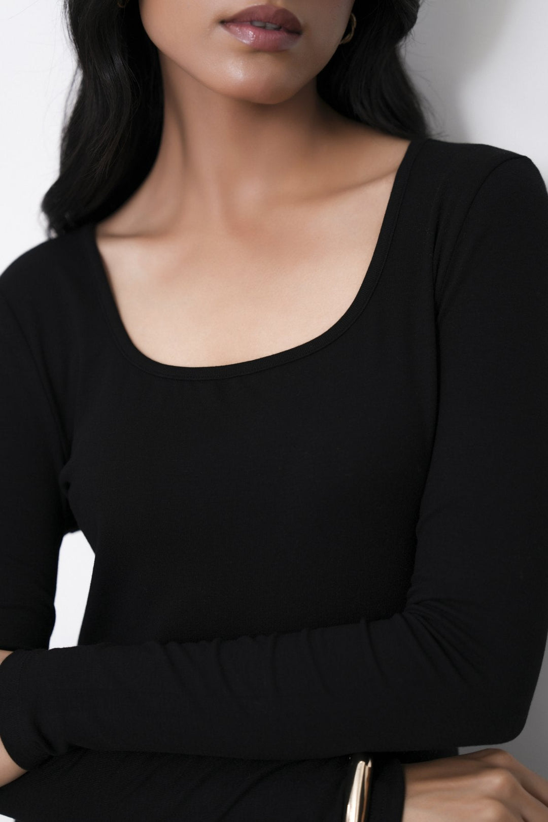 BLACK-SCOOP NECK DRESS
