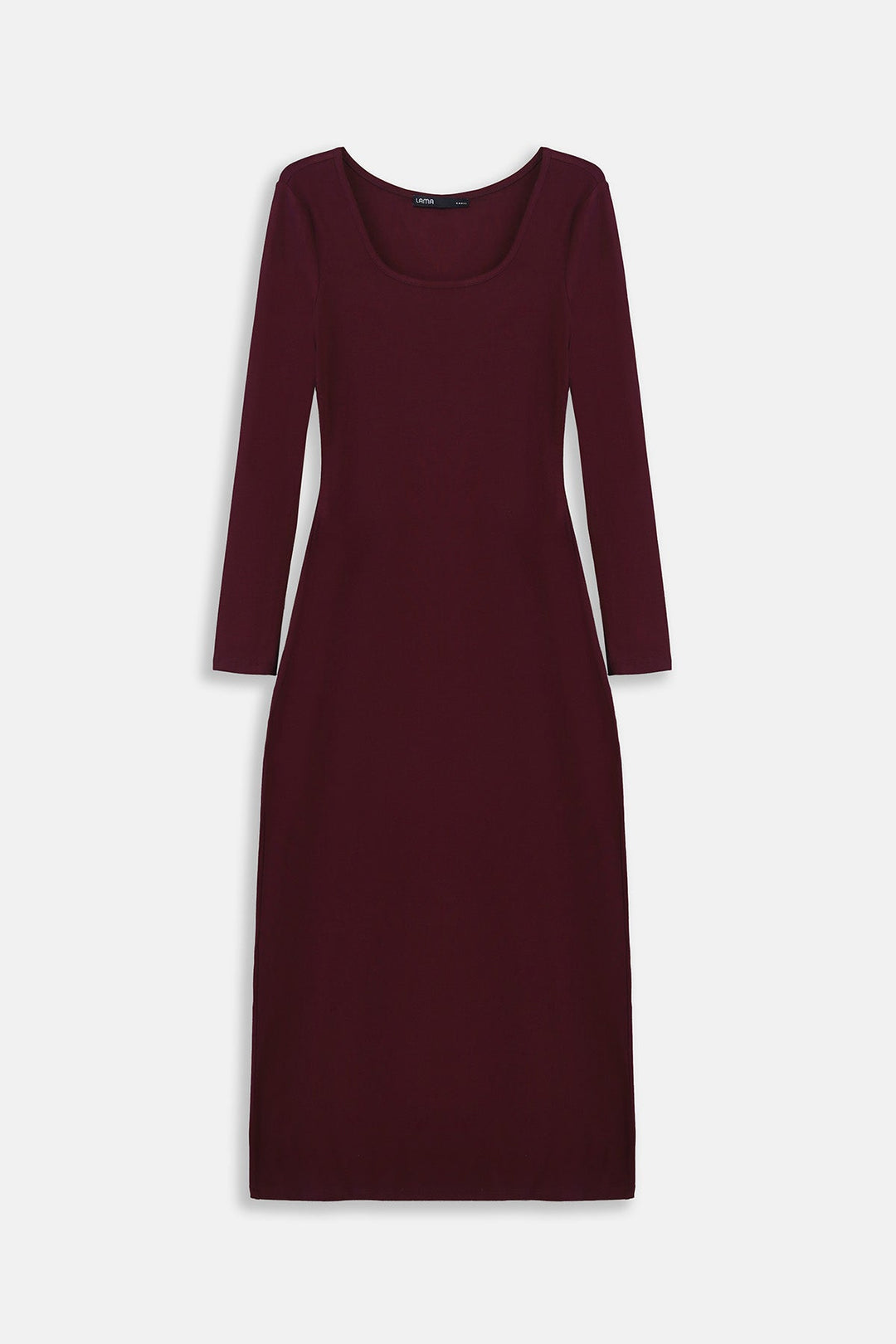 BURGUNDY-SCOOP NECK DRESS