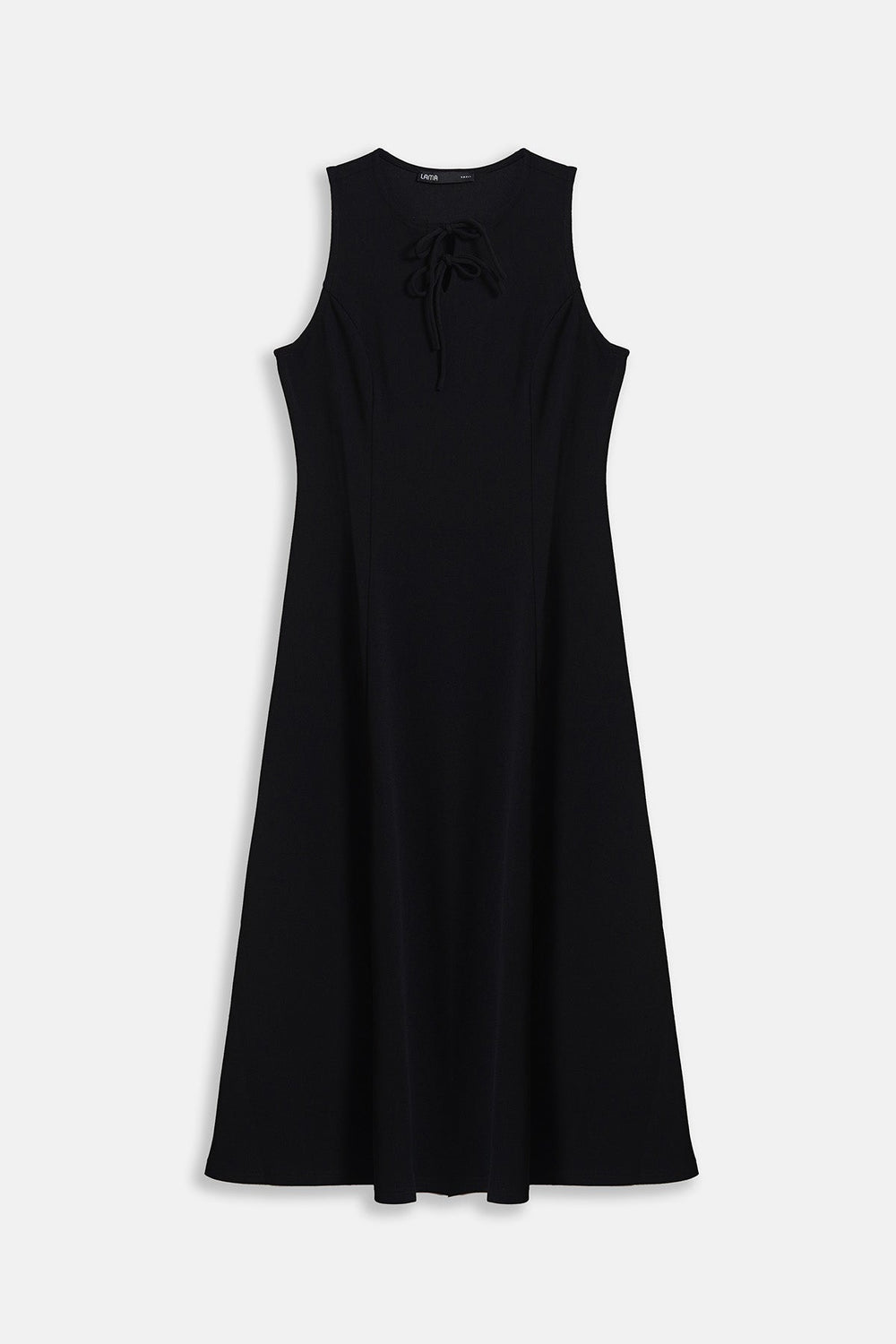 BLACK-FRONT TIE NECK DRESS