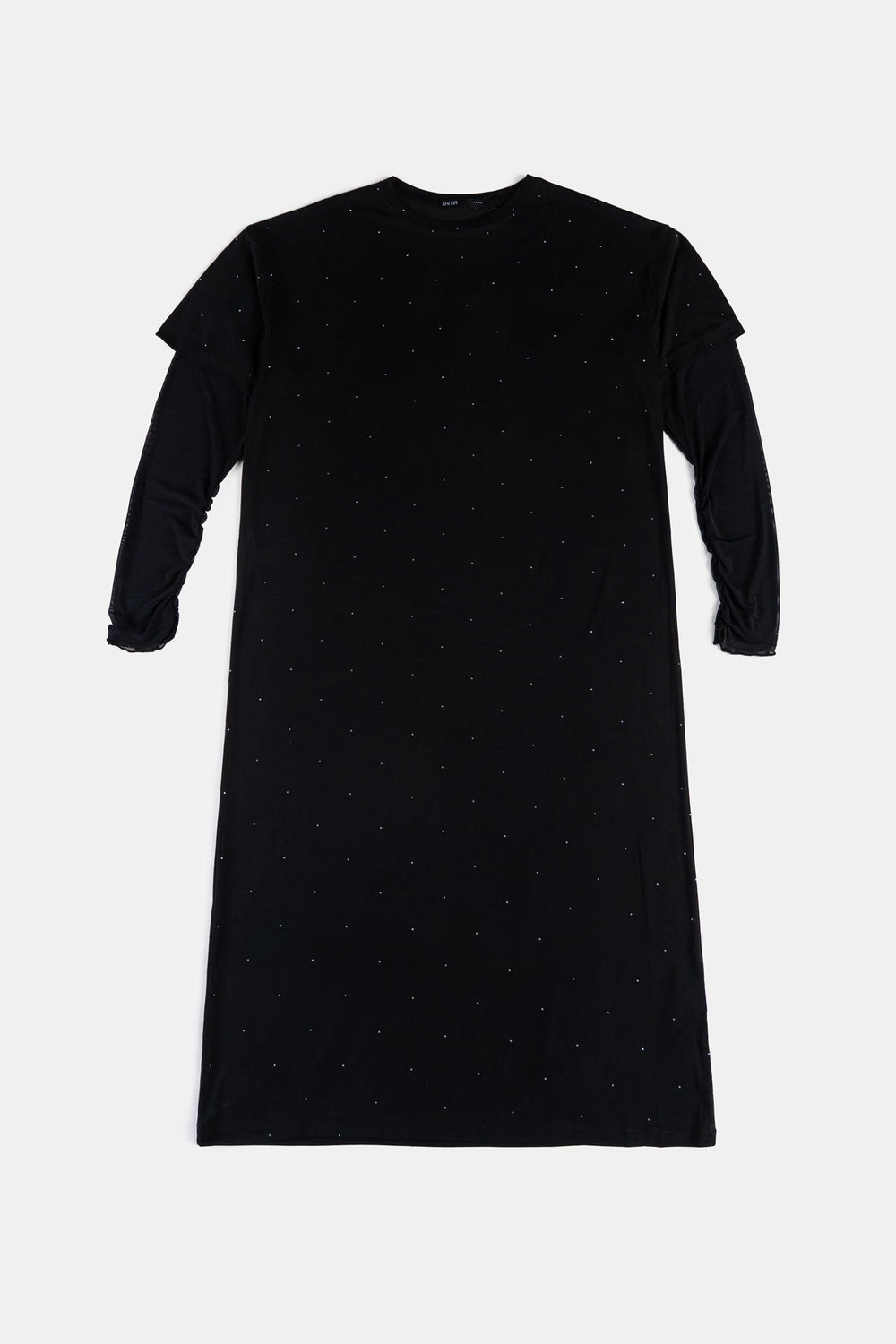 BLACK MESH CUFF MAXI DRESS