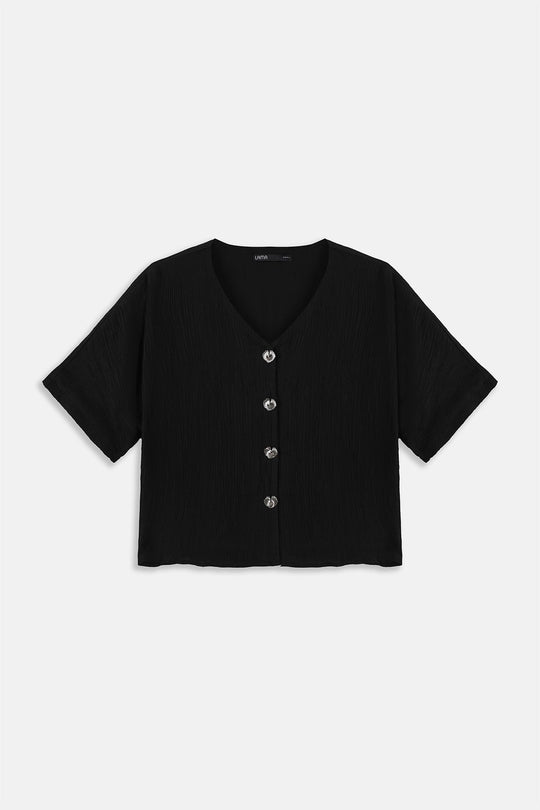 BLACK GINGKO TEXTURED BLOUSE