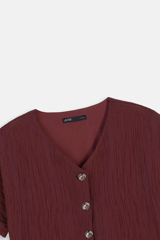 RUST GINGKO TEXTURED BLOUSE