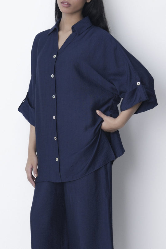 BLUE-SOFT TURN UP SHIRT