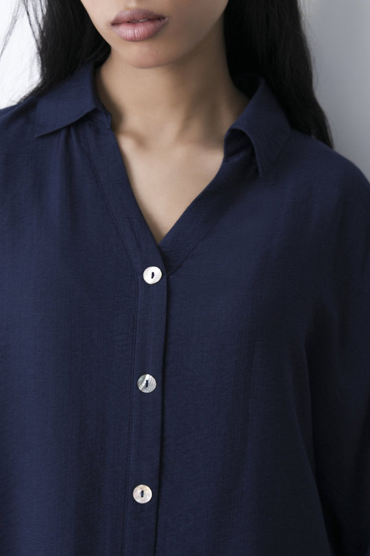 BLUE-SOFT TURN UP SHIRT