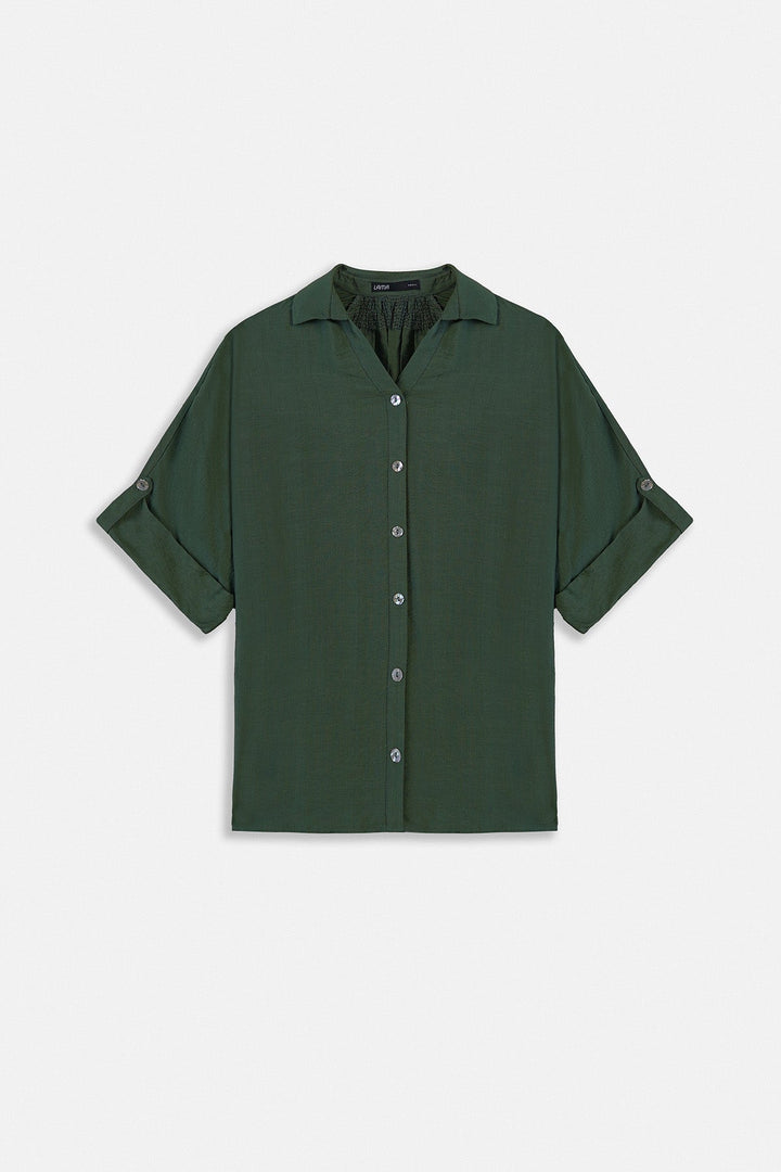 GREEN-SOFT TURN UP SHIRT