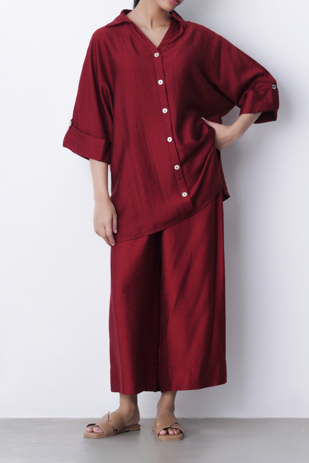 RED-SOFT TURN UP SHIRT