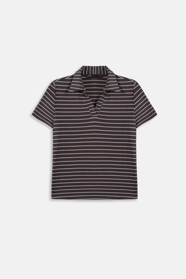BROWN GREY-YARN DYED HENLEY