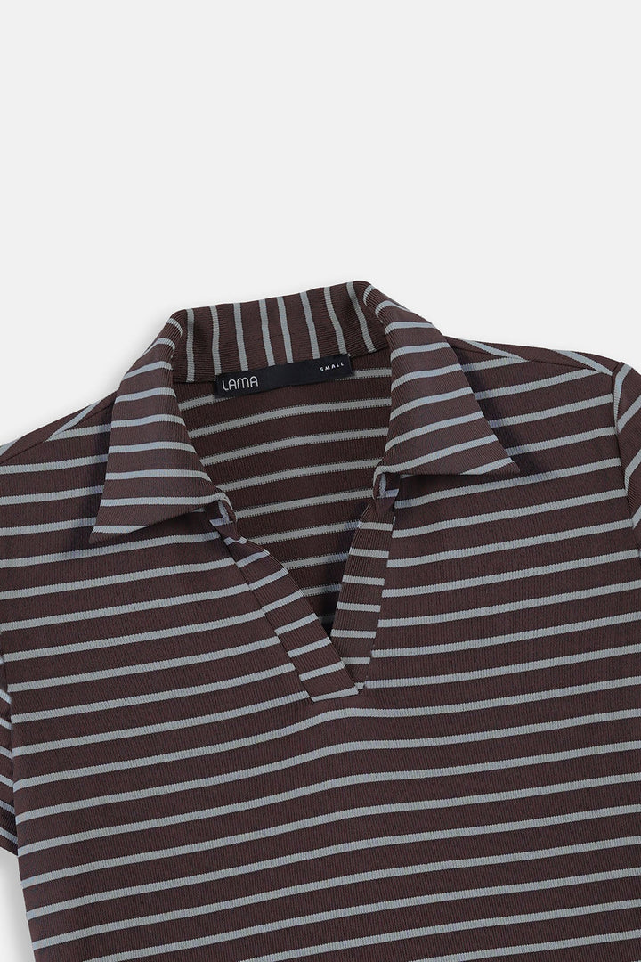 BROWN GREY-YARN DYED HENLEY