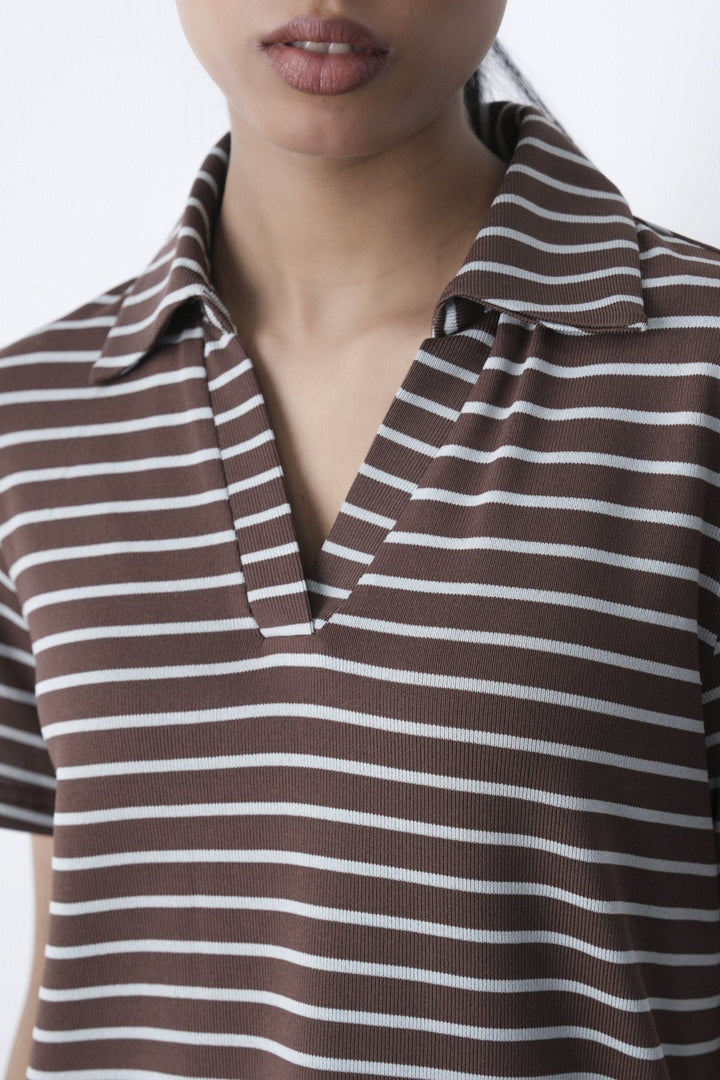 BROWN GREY-YARN DYED HENLEY