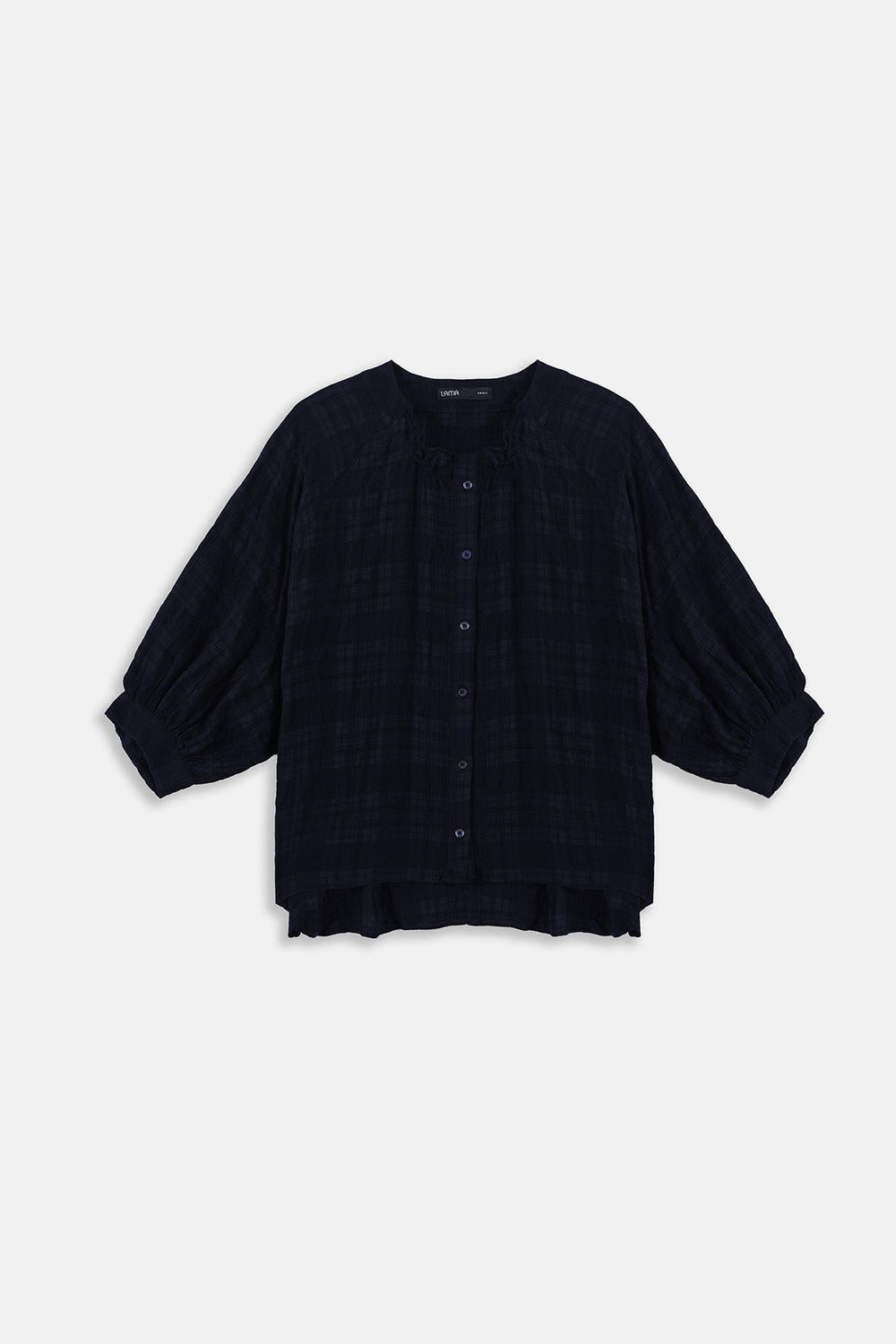 BLUE PLAID LOOSE BLOUSE