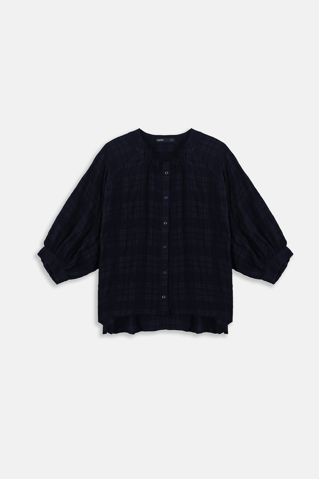 BLUE PLAID LOOSE BLOUSE