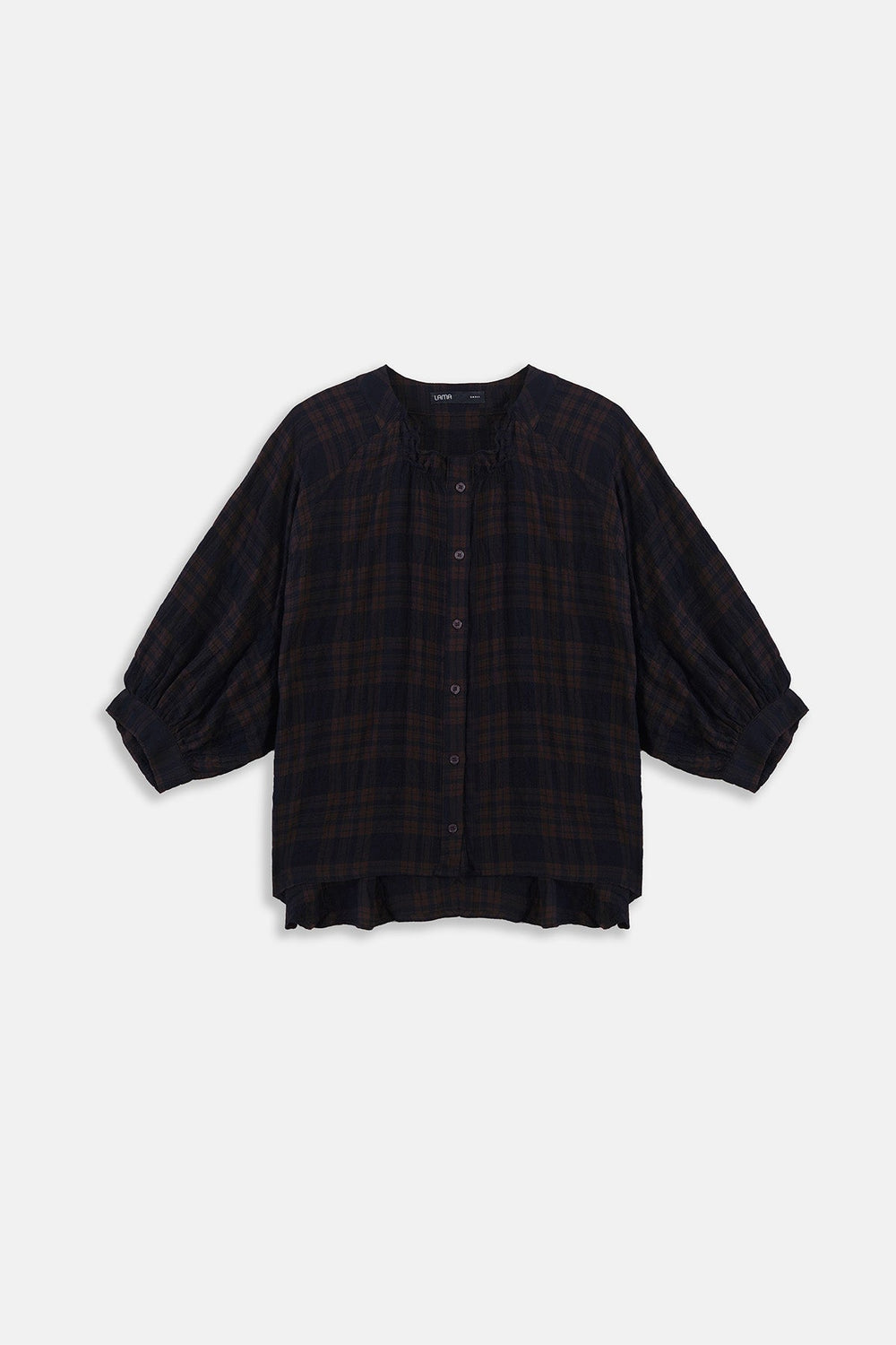 BROWN PLAID LOOSE BLOUSE