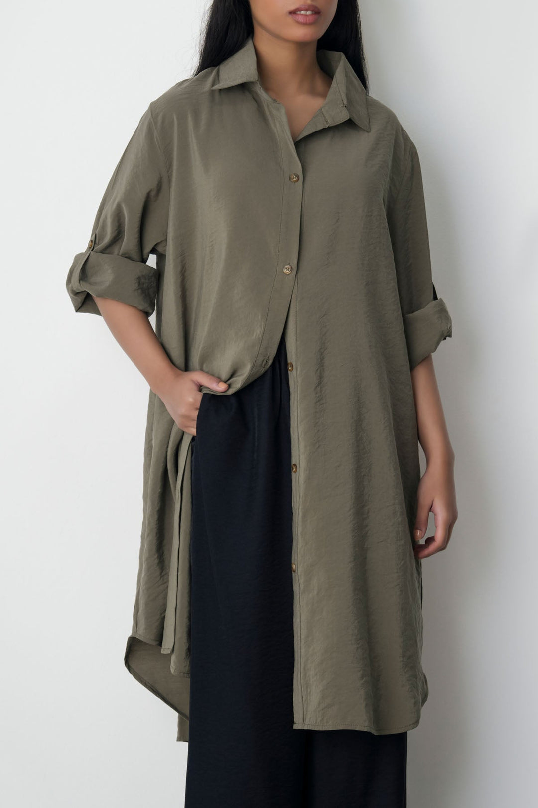OLIVE STONEWASH TUNIC