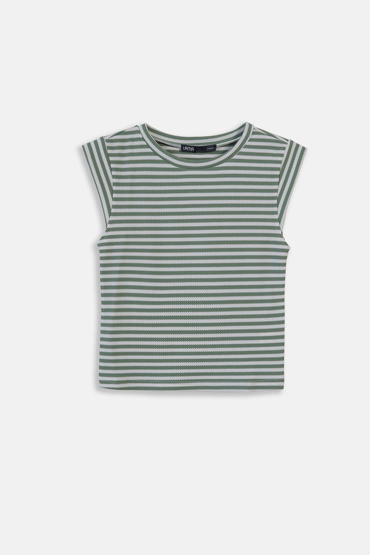 OLIVE WHITE-YARN DYED TEE