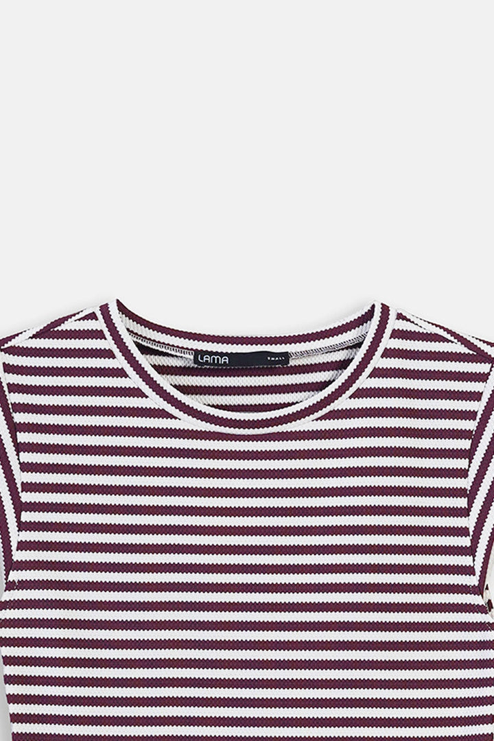 PLUM WHITE-YARN DYED TEE