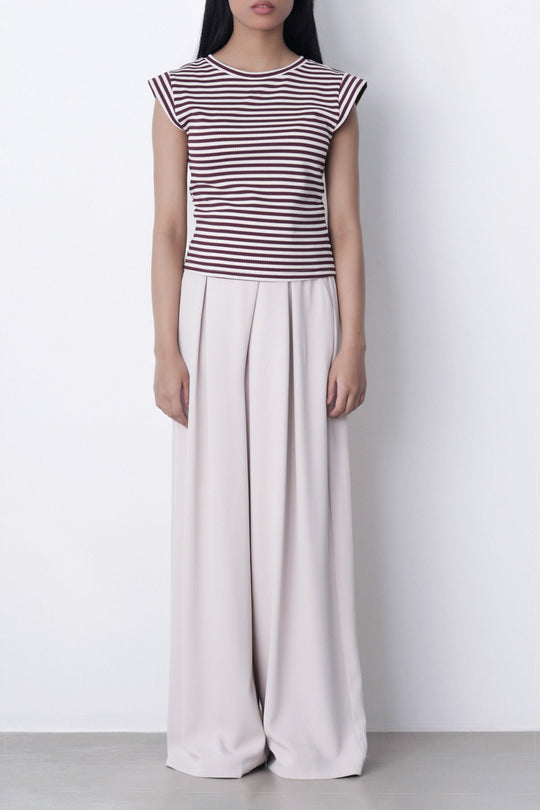 PLUM WHITE-YARN DYED TEE