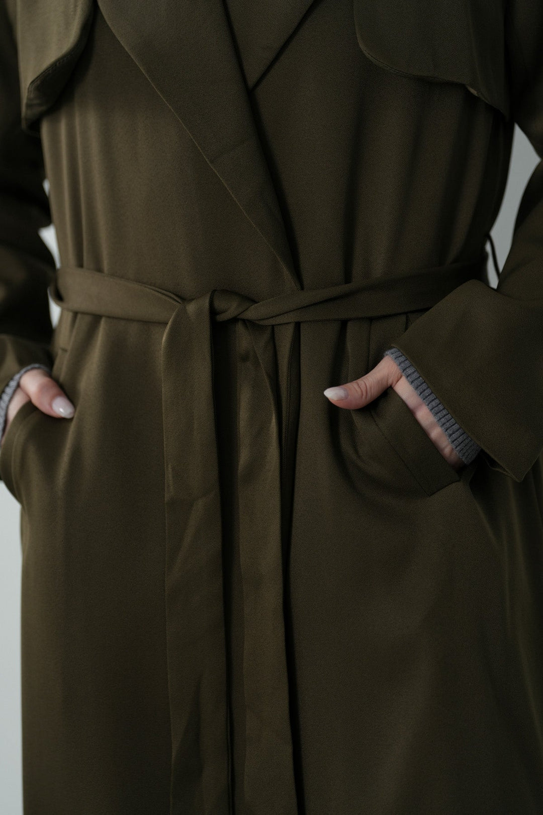 SILKY TRENCH STYLE COAT